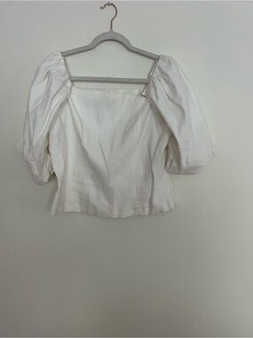 ANTONIO MELANI White Square Neck Puff-Sleeve Top